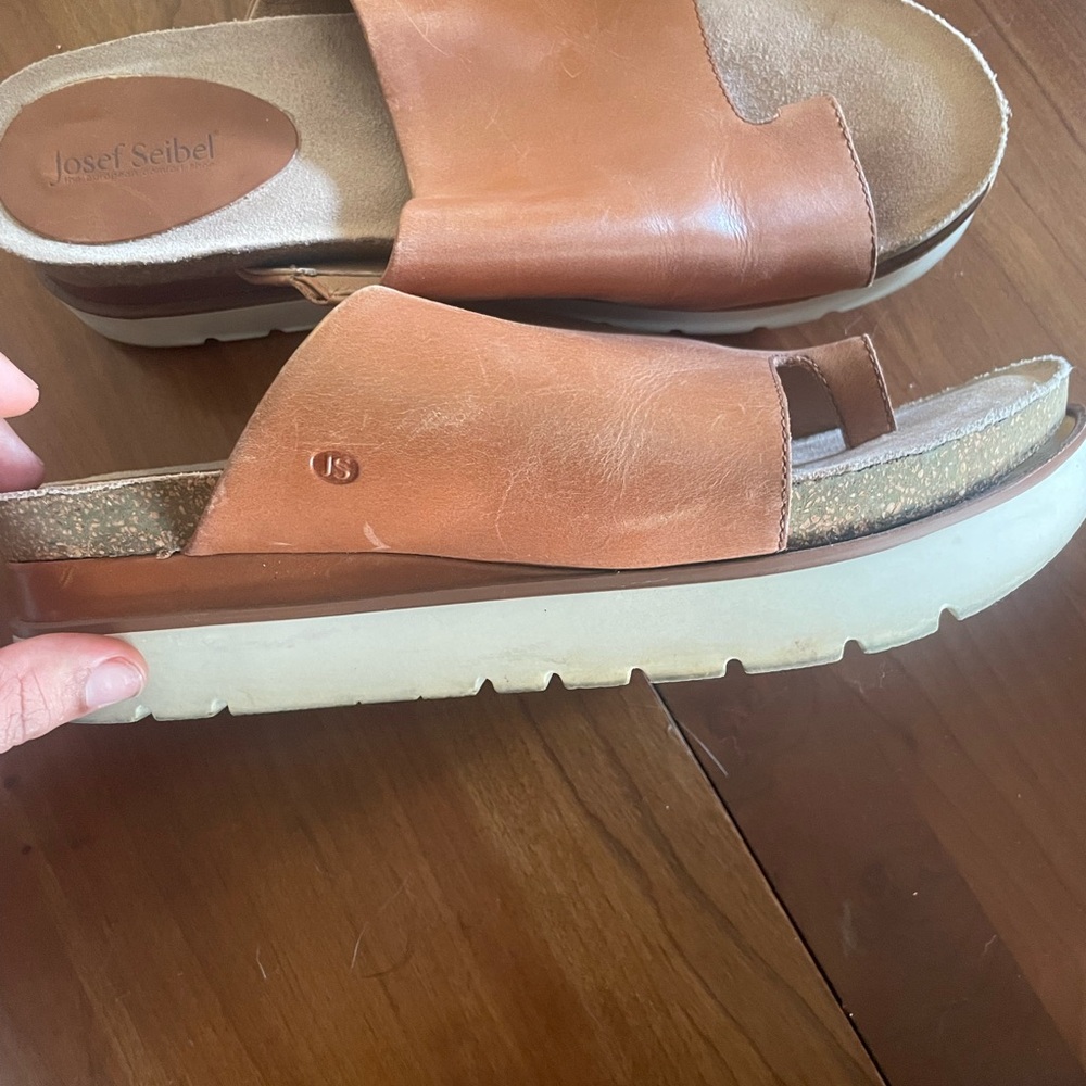 Josef Seibel Tan Slide Sandals